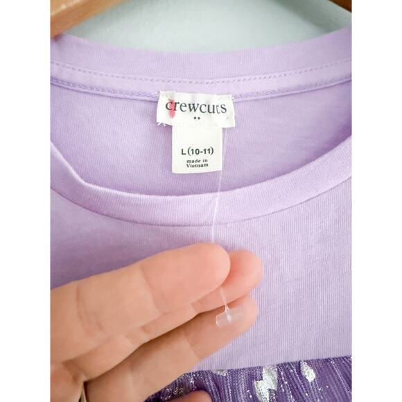 Crewcuts Factory | NWOT Girls' Long-sleeve ruffle tee in Purple | Sz L 10-12 - Picture 7 of 11